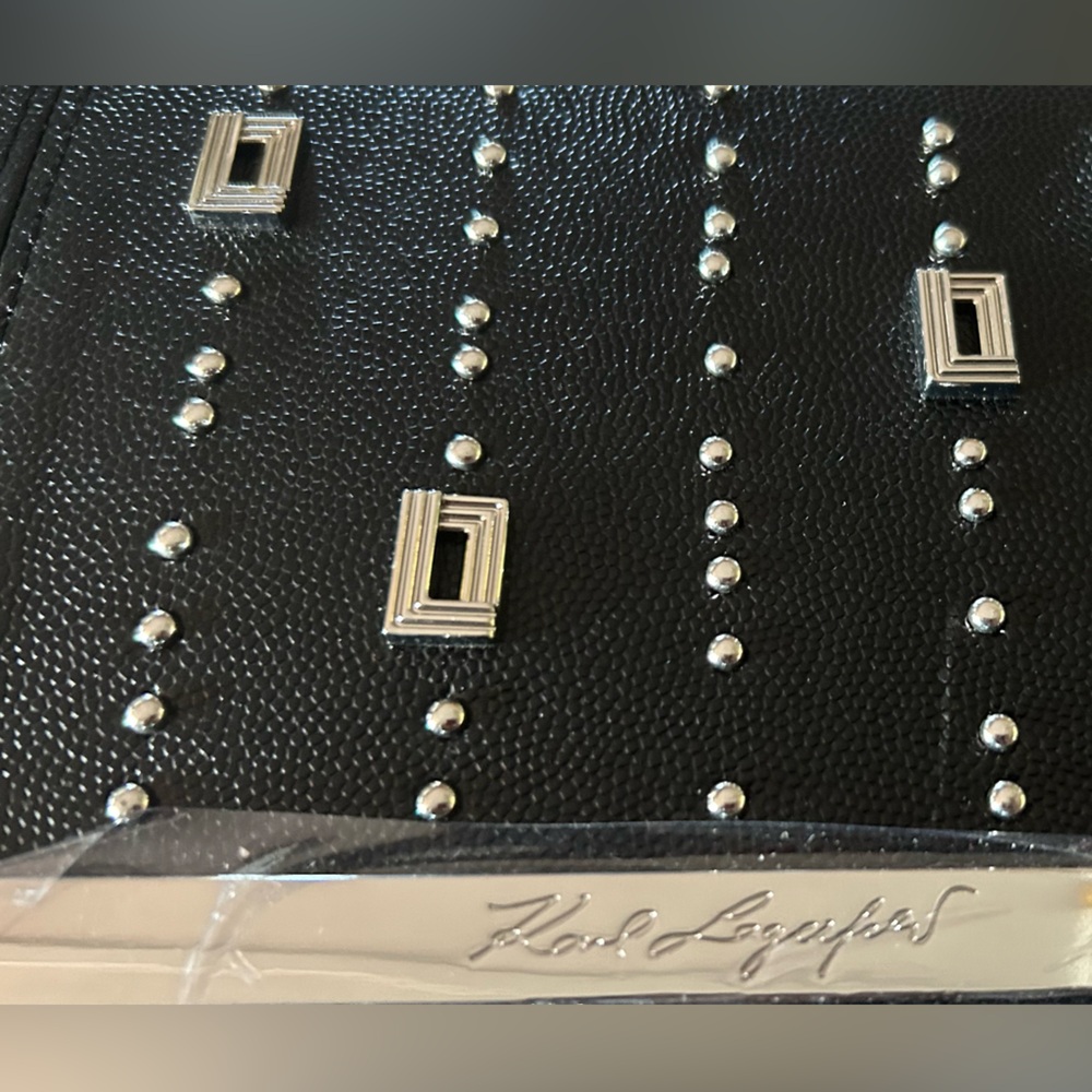 NWT Karl Lagerfeld Paris Logo Leather bag w/ DUST BAG - Picture 8 of 10